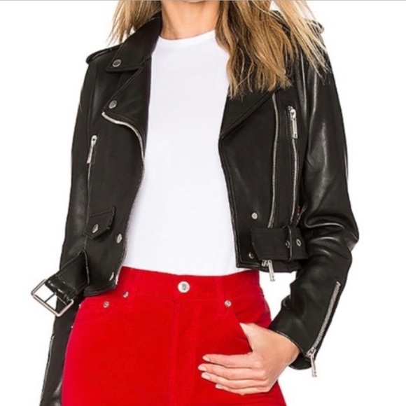 LTH JKT MYA cropped moto leather jacket black size M
